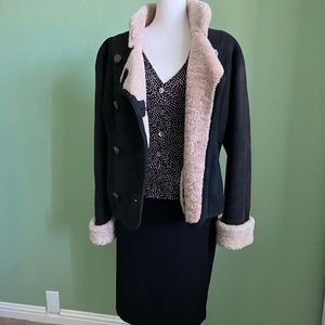 Vintage,Black Shearling Jacket,